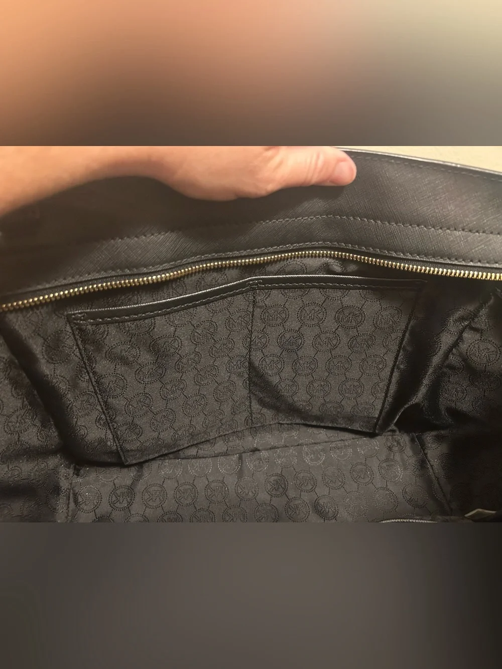 Michael Kors Black Leather Satchel with Gold Hardware